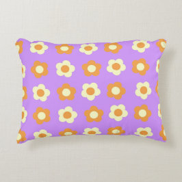 Almofada Decorativa Padrão Flor Simples Laranja Púrpura Púrpura