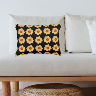 Almofada Decorativa Padrão Floral Amarelo Dahlia em Preto