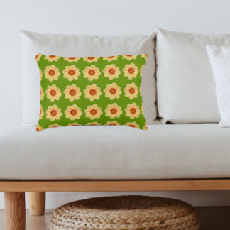 Almofada Decorativa Padrão Floral Amarelo Dahlia em Verde