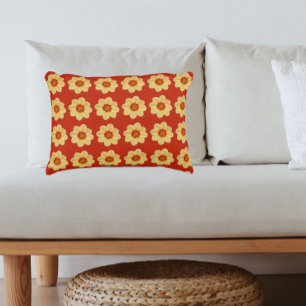 Almofada Decorativa Padrão Floral Amarelo Dahlia em Vermelho