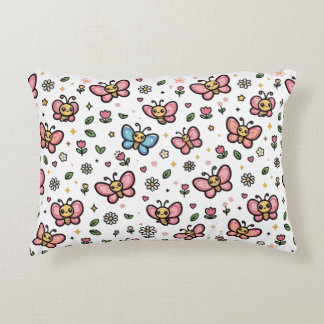 Almofada Decorativa Padrão Floral Borboleta Fofa Kawaii Sem Costura