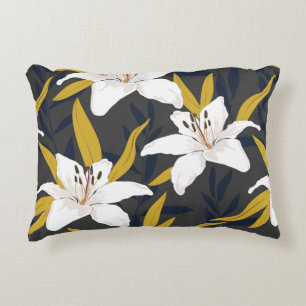 Almofada Decorativa Padrão floral brilhante sem costura. Flores líri
