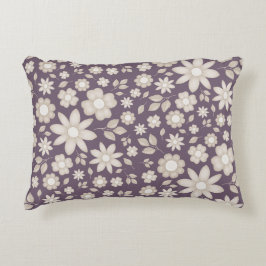 Almofada Decorativa Padrão Floral de Aquarela Romântica Ameixa Suave