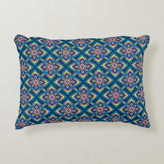 Almofada Decorativa Padrão Floral de Boho Geométrico Vibrante