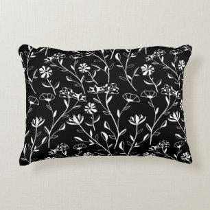 Almofada Decorativa Padrão Floral De Contorno Sem Vintagem. Desenhar m