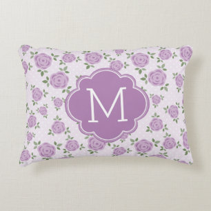 Almofada Decorativa Padrão Floral de lavanda Monograma