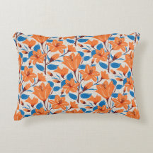 Padrão Floral de Lily Azul Laranja Botânica