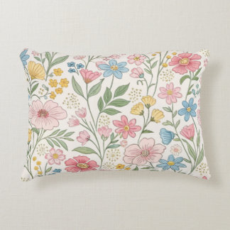 Almofada Decorativa Padrão Floral de Verão com Flores Silvestres