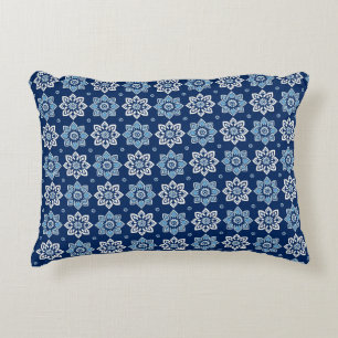 Almofada Decorativa Padrão Floral do Mandala Azul Elegante