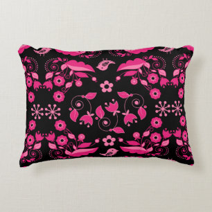 Almofada Decorativa Padrão Floral Escandinavo Rosa Moderno
