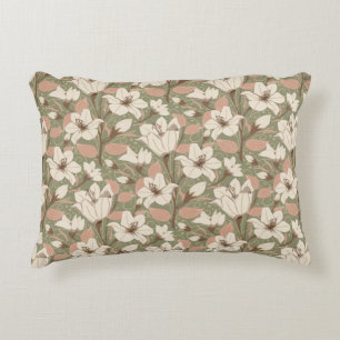 Almofada Decorativa Padrão Floral Floral de Beige Lily Verde da Sage B