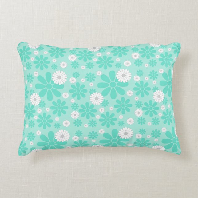 Almofada Decorativa Padrão Floral Pastel MINT (Frente)