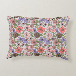 Almofada Decorativa Padrão Floral Retro Invisível Boho