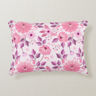 Almofada Decorativa Padrão Floral Rosa com Flores Elegantes
