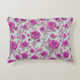 Almofada Decorativa Padrão Floral Rosa Vibrante Com Flores Magenta