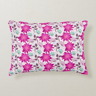 Almofada Decorativa Padrão Floral Rosa Vibrante Flores Modernas Ousa