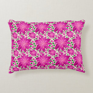 Almofada Decorativa Padrão Floral Seamless Rosa Quente