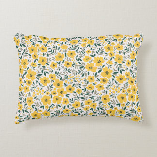 Almofada Decorativa Padrão floral sem costura, Pequenas flores amarela