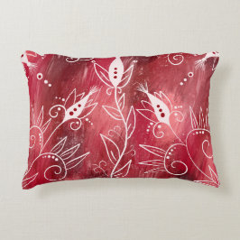 Almofada Decorativa Padrão Floral Vermelho E Branco