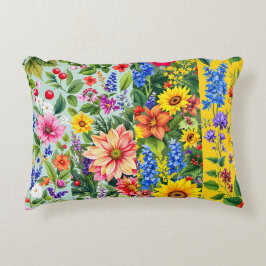 Almofada Decorativa Padrão floral vibrante com girassol e dália