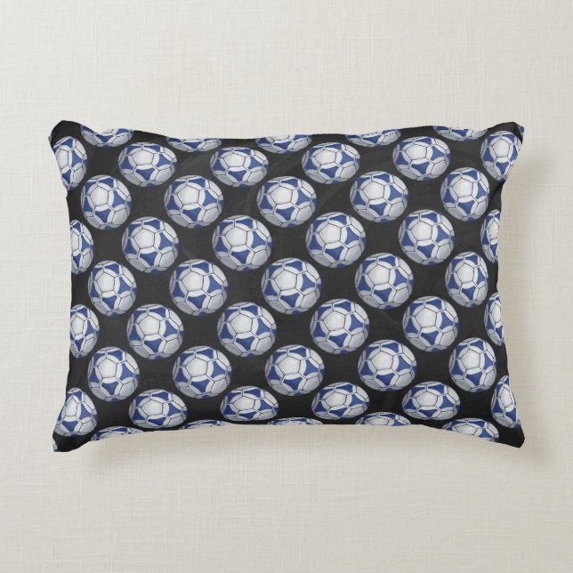 Almofada Decorativa Padrão Futbal Azul e Branco (Frente)