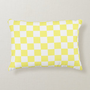 Almofada Decorativa Padrão Geométrico Branco Amarelo