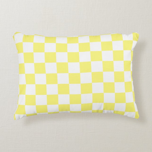 Almofada Decorativa Padrão Geométrico Branco Amarelo (Frente)