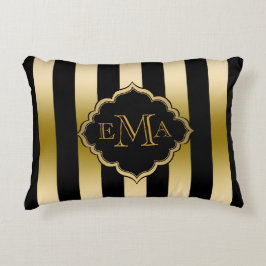 Almofada Decorativa Padrão Geométrico Dourado e Preto de Stripes