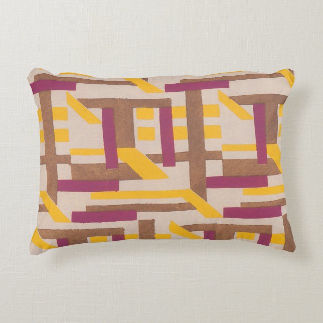 Almofada Decorativa Padrão Geométrico Pochoir de Jazz Art Déco Antigo (Frente)