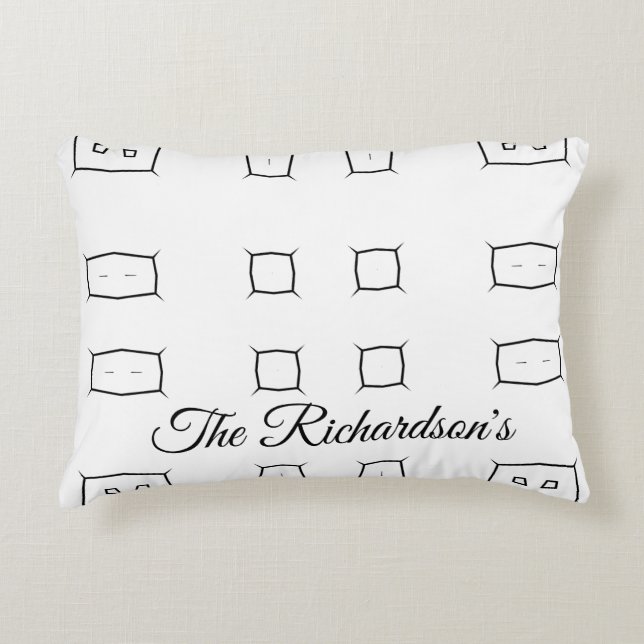 Almofada Decorativa Padrão Geométrico Preto e Branco | Abstrato Minima (Frente)