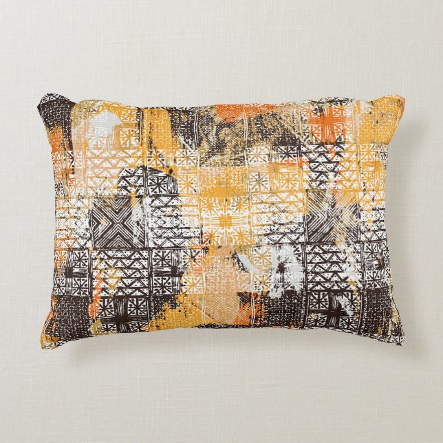 Almofada Decorativa Padrão Geométrico Tribal de Boho (Frente)