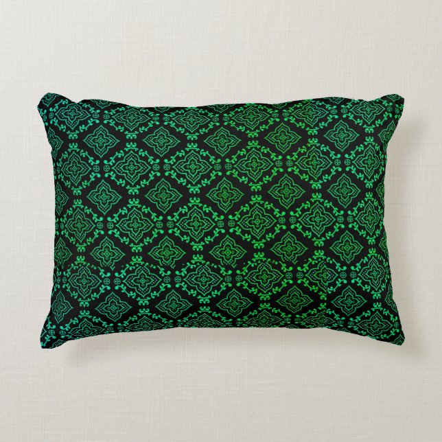 Almofada Decorativa Padrão Geométrico Verde / Impressão Índio (Frente)
