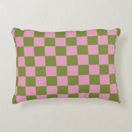 Almofada Decorativa Padrão Gingham Verdejado Rosa