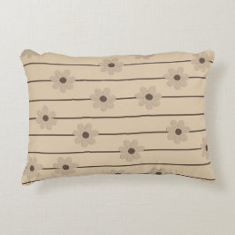 Almofada Decorativa Padrão Horizontal Stripe Castanho Khaki Flor Y2K