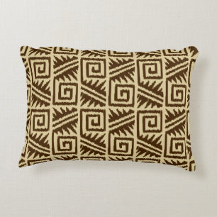 Almofada Decorativa Padrão Ikat Aztec - Castanho Escuro e Tan