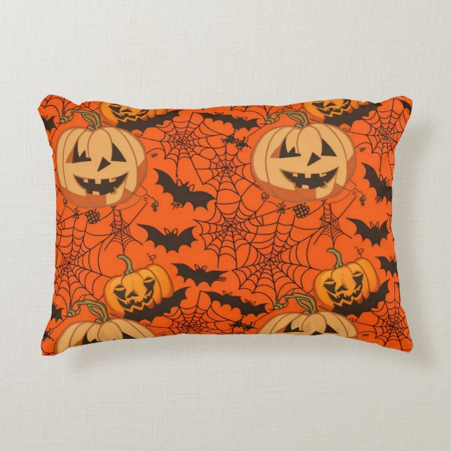 Almofada Decorativa Padrão Invisível de Feliz Halloween (Frente)