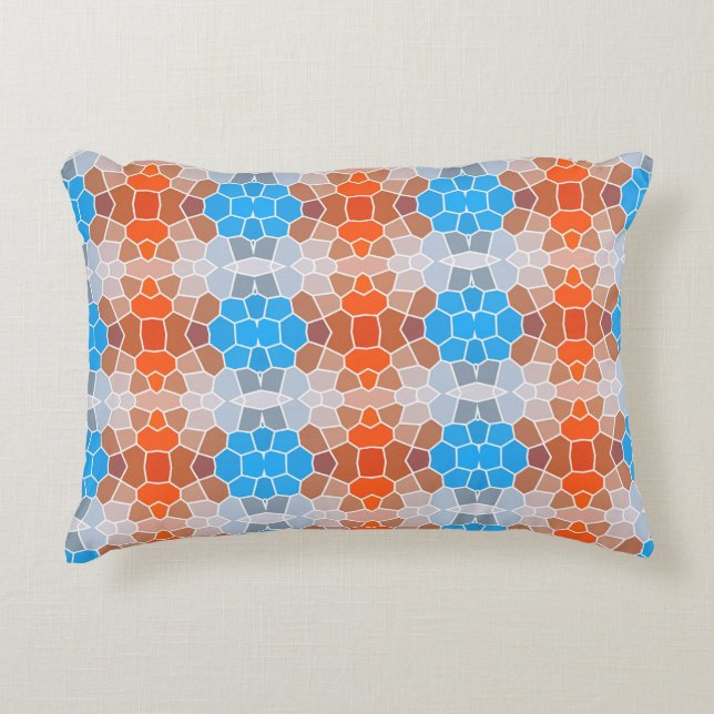 Almofada Decorativa Padrão Laranja e Azul (Frente)