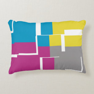 Almofada Decorativa Padrão legal de Cinza Amarelo Azul Roxo