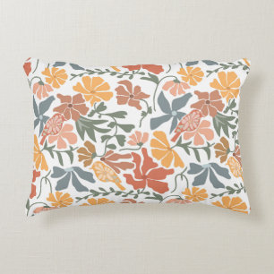 Almofada Decorativa Padrão moderno de Meio século Floral e Aves