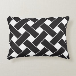 Almofada Decorativa Padrão moderno de tecelagem geométrica preto e bra