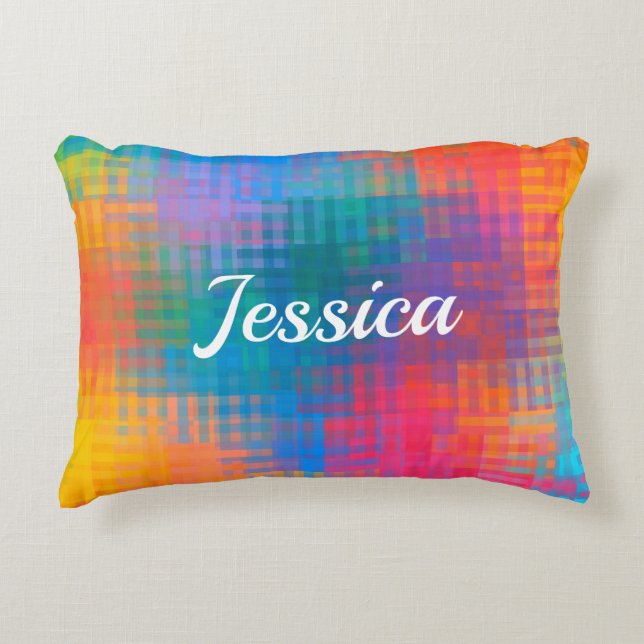 Almofada Decorativa Padrão multicolorido personalizável (Frente)