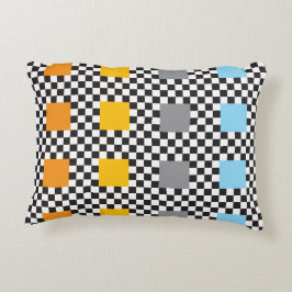 Almofada Decorativa Padrão multicolorido verificado e grandes quadrado