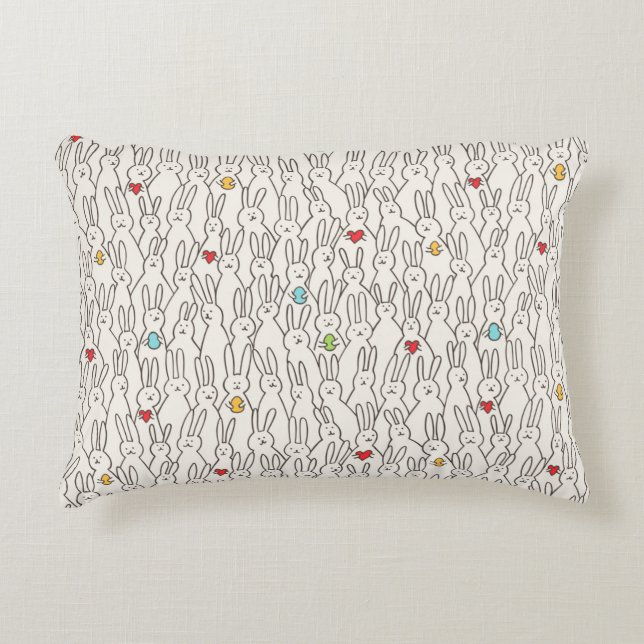 Almofada Decorativa Padrão perfeito de coelho engraçado (Frente)