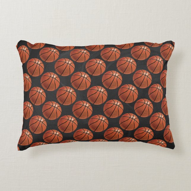 Almofada Decorativa Padrão Pintado de Basquete (Frente)