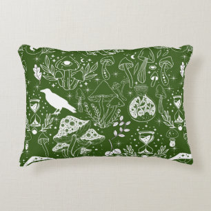 Almofada Decorativa Padrão Psicodélico do Cogumelo 2D.BW.b D Verde BG