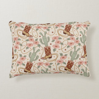Almofada Decorativa Padrão Retro Boho Ocidental Deserto Cacto & Floral