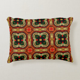 Almofada Decorativa Padrão rico vermelho, amarelo e bege Boho