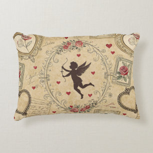 Almofada Decorativa Padrão Romântico do Cupido Vintage (1)
