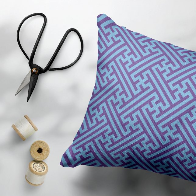 Almofada Decorativa Padrão Sayagata, japonês, roxo e azul (Criador carregado)