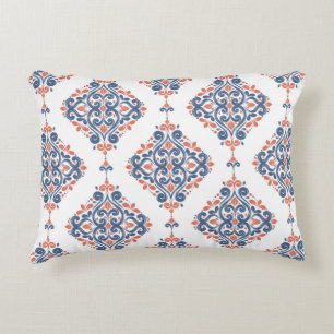 Almofada Decorativa Padrão sem costura azul e laranja ornamental. Vin
